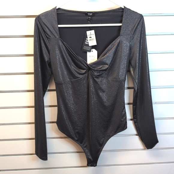 EXPRESS Body Contour Metallic Twist Front Thong Bodysuit SMALL NWT - Picture 4 of 8